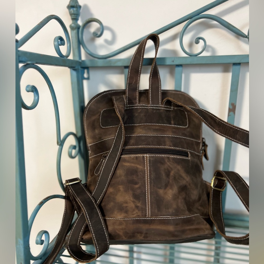 Western Leather Backpack Purse Cowgirl Boho Bag Rustic Vintage Small Travel NWT - Picture 10 of 15